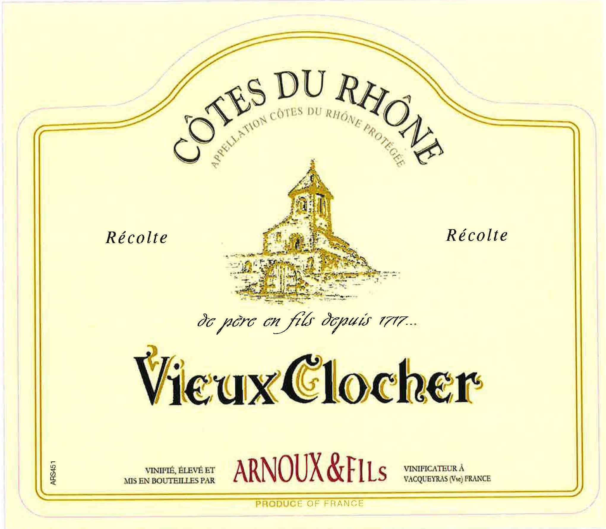 Vieux Clocher - Cotes du Rhone label