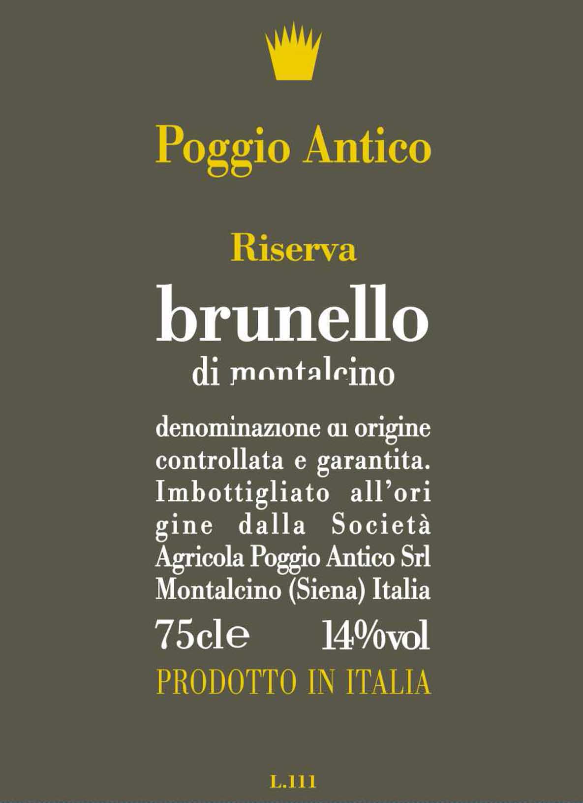 Poggio Antico - Brunello di Montalcino Riserva label