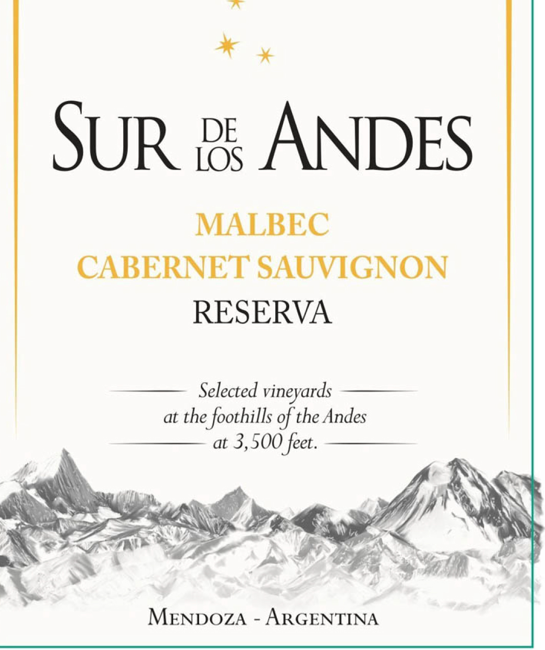 Sur de Los Andes - Malbec-Cabernet Sauvignon - Reserva label